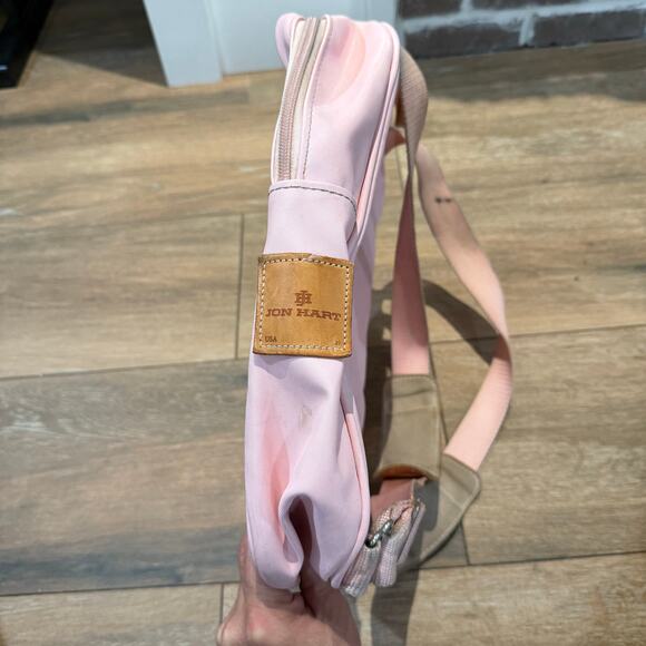 Jon Hart Coated full size Canvas Backpack Pink Leather - Picture 9 of 9